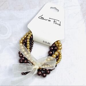 Laura Ford Bronze, Gold, Color bead bracelets set of 5 NWT